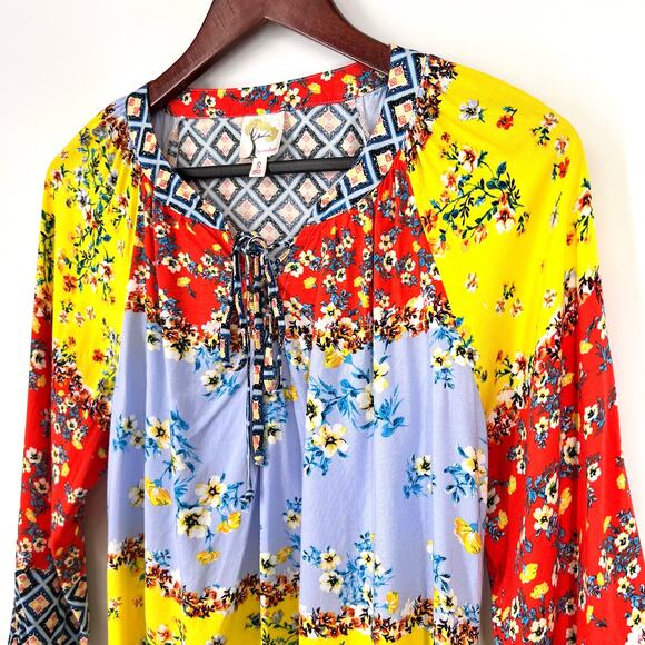 Fig & and Flower SMALL Boho Bohemian Blouse Shirt Top Summer Cozy - Picture 5 of 8